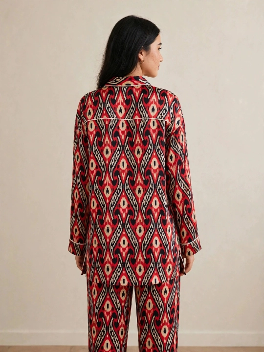 SAMY STORE milliy adras ayollar pijamasi - Atlas pijama to‘plami