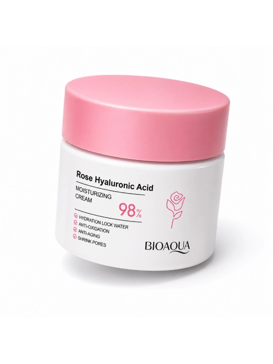 BIOAQUA Rose Hyaluronic Acid 98% Moisturizing Cream yuz kremi, atirgul ekstrakti bilan, 50 g