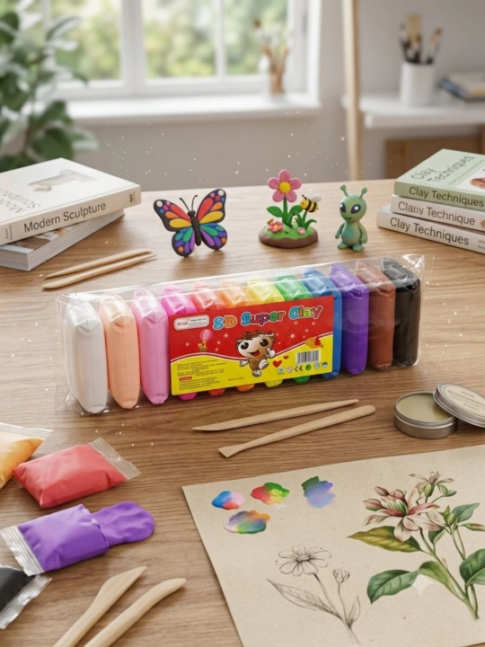 Yumshoq plastilin bolalar uchun, 12 dona, har xil rangli - 