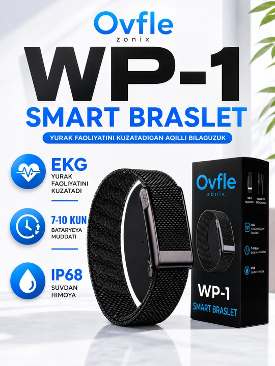 Ovfle Zonix WP-1 Aqlli Smart Braslet – EKG, IP68, 50+ Sport Rejimlari - 