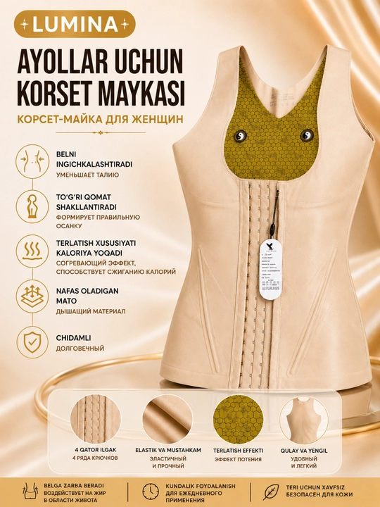 Ayollar uchun yuqori sifatli korreksiyalovchi korset-mayka