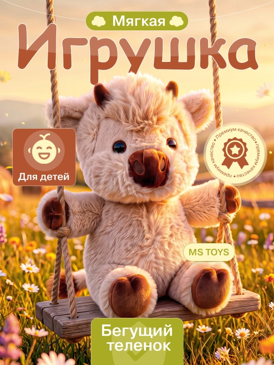Мягкая игрушка капибара, стич, бегущий теленок, подарок для детей на день рождение - 