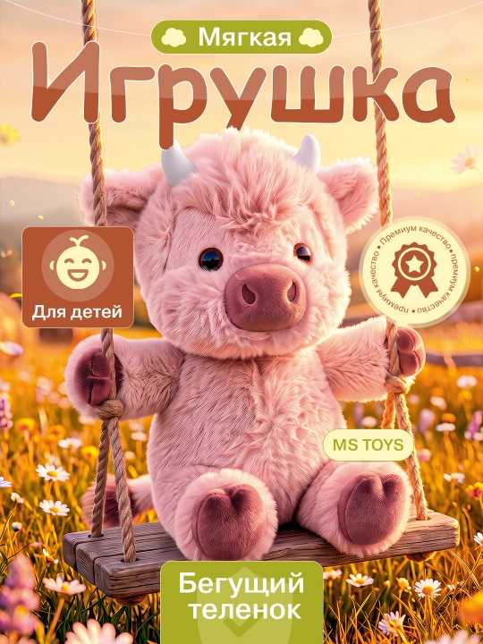 Мягкая игрушка капибара, стич, бегущий теленок, подарок для детей на день рождение - 