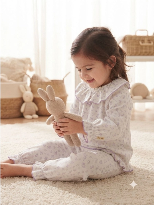 Qizaloqlar uchun paxtali pijama to'plami, yumshoq uzun yengli uy kiyimi
