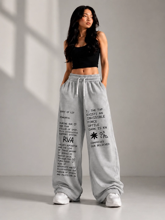 Ayollar uchun oversize jogger sport shimlari, keng bichim, baland bel, rezinkali