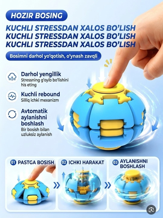 Aylanadigan antistress jumboq shar, bolalar va kattalar uchun