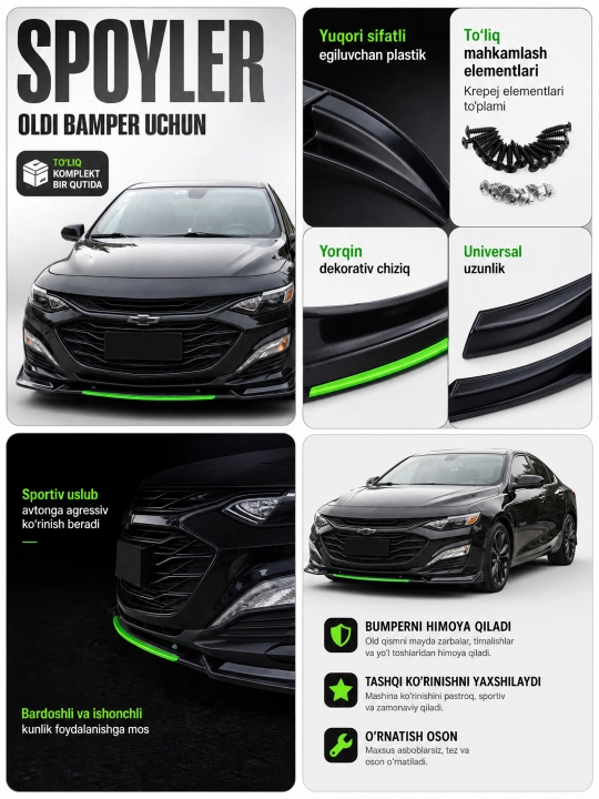 Universal splitter/gubka old bamperga, Cobalt Gentra va barcha avto, sport tuning