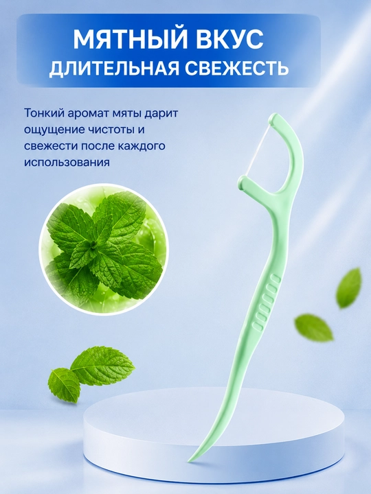Зубная нить с мятным вкусом, 50 шт в упаковке