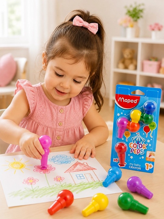 Moyli pastel qalamlar Maped-863106 . Color’Peps chaqaloq qalamlari, 6 xil rangda