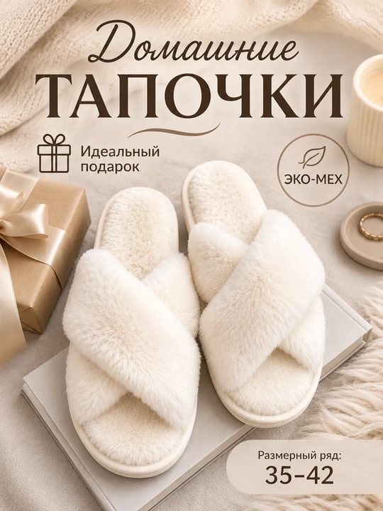 Домашние тапочки для женщин, мягкие и тёплые - 