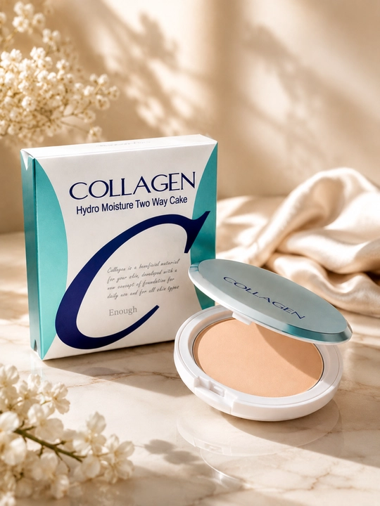 Collagen yuz pudrasi, namlantiruvchi, kompakt, tabiiy mat qoplama, 13 ton - 