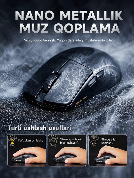 ATTACK SHARK R11 ULTRA Uglerod tolali simsiz 8K PAW3950MAX o'yin sichqonchasi