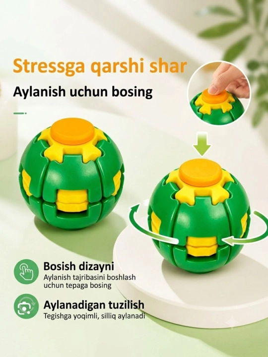 LED chiroqli aylanuvchi anti-stress kubik shar - 