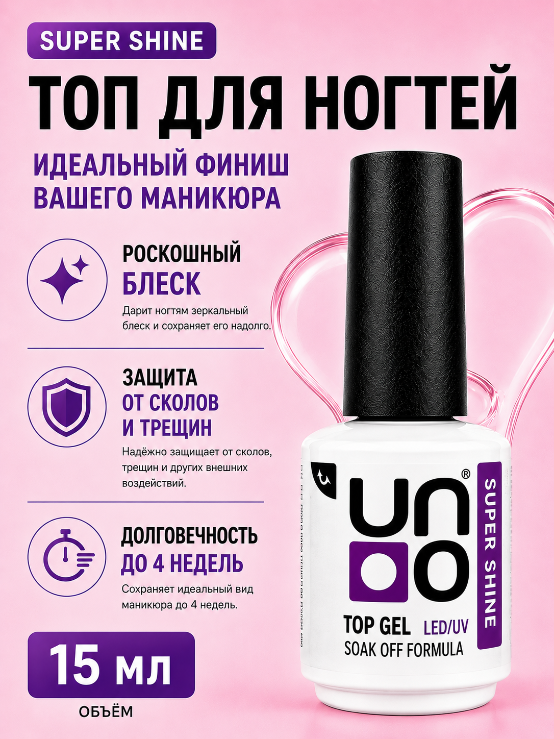 Топ для ногтей, верхнее покрытие для маникюра и педикюра, Super shine - 