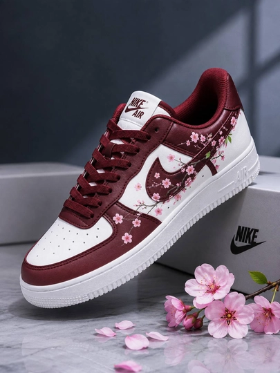 Женские кроссовки с цветочным принтом – стиль и комфорт каждый день — SHOEZON-SAKURA-БАГРОВ-37