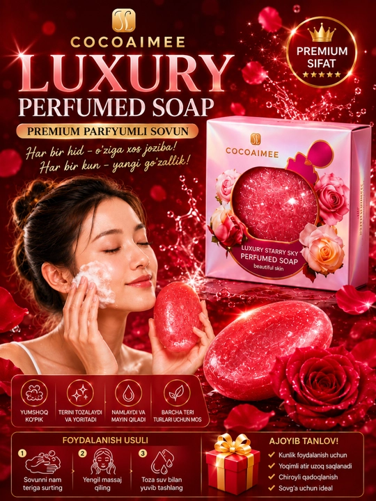 COCOAIMEE Luxury Perfumed Soap – Premium Parfyumli Sovun,Turli Xil Hid va Rang Variantlari - 