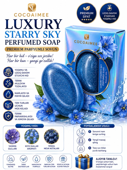 COCOAIMEE Luxury Perfumed Soap – Premium Parfyumli Sovun,Turli Xil Hid va Rang Variantlari - 