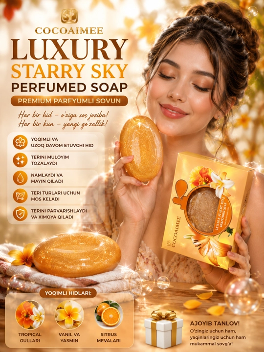COCOAIMEE Luxury Perfumed Soap – Premium Parfyumli Sovun,Turli Xil Hid va Rang Variantlari - 