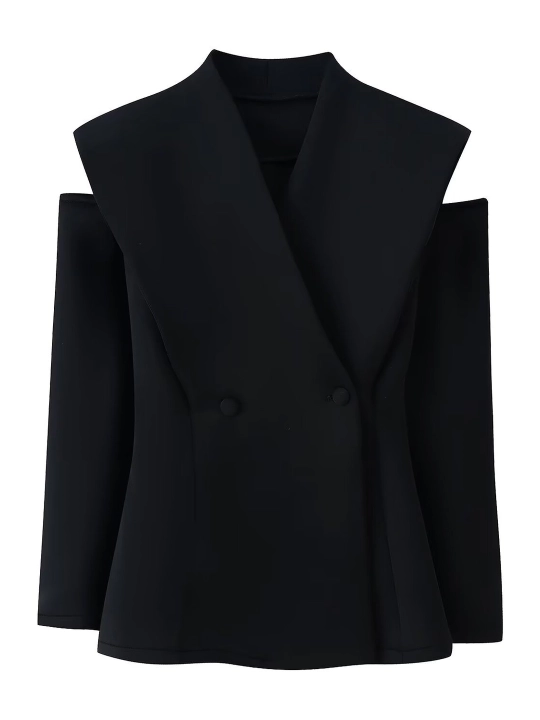 Ayollar pidjagi, klassik kostyum, ish, maktab, ofis uchun uzaytirilgan jaket, oq, qora