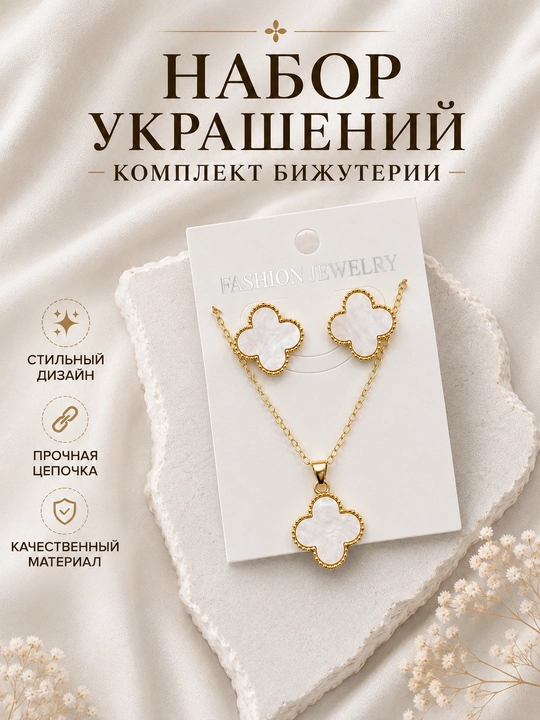 Комплект бижутерии для женщин, цепочка с кулоном и серьги, стильные украшения - 