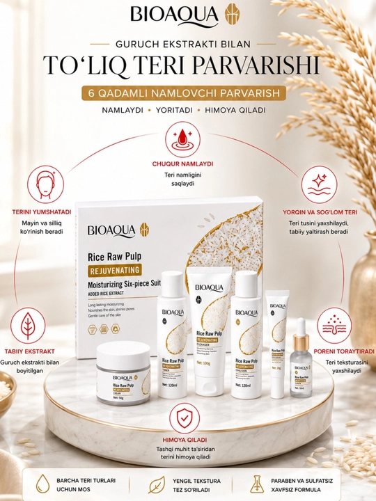 Yuzni parvarishi uchun mini to'plam Bioaqua 5 tasi 1 da, qarishga qarshi, guruch nabor - 