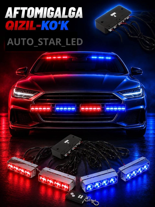 LED stroboskoplar, migalka, masofadan boshqarish pulti bilan, 3 * 10 sm, 4 dona - 