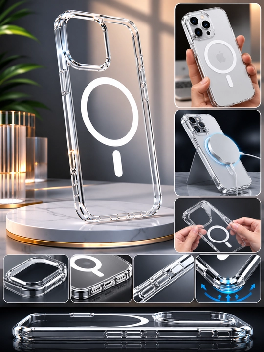 MagSafe magnitli shaffof telefon g‘ilofi - 