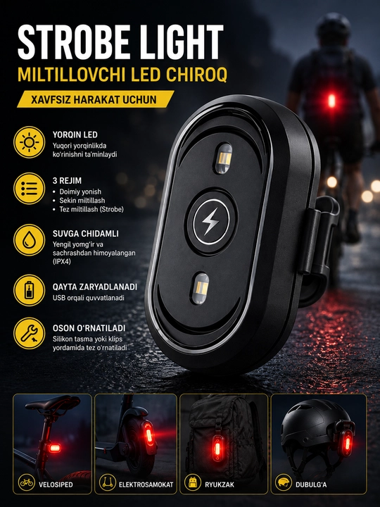 Mini-stroboskop (miltillovchi svetodiodli yoritgich) - 