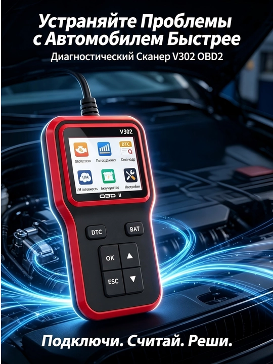 Диагностический инструмент V302 для выявления неисправностей двигателя автомобиля - 