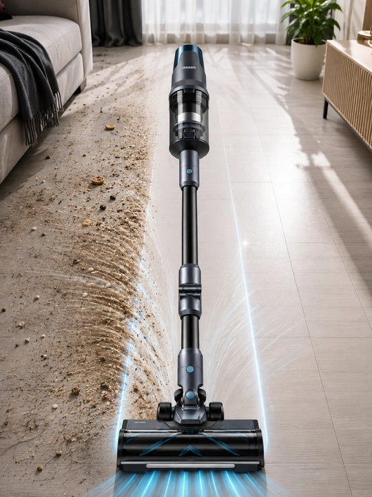 Simsiz vertikal changyutgich, 500 W quvvat, 2200 mA·soat batareya, 0,8 L chang konteyneri