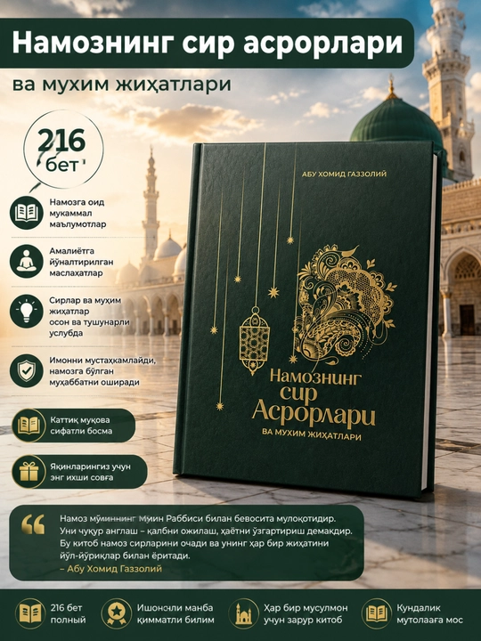«Намознинг сир асрорлари ва муҳим жиҳатлари». Имам Абу Хамид Аль-Газали, 216 страниц  - 