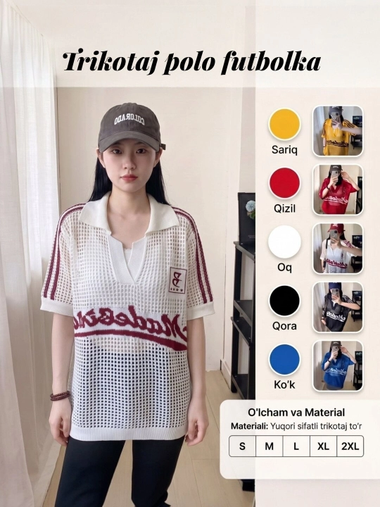 Трикотажная поло футболка mesh — дышащая, S-2XL, для женщин и девушек - 
