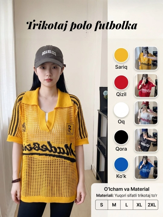 Трикотажная поло футболка mesh — дышащая, S-2XL, для женщин и девушек - 