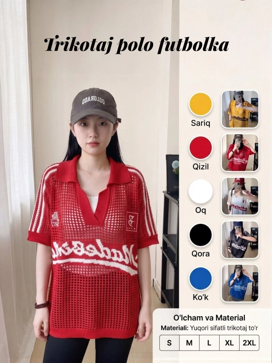 Трикотажная поло футболка mesh — дышащая, S-2XL, для женщин и девушек - 