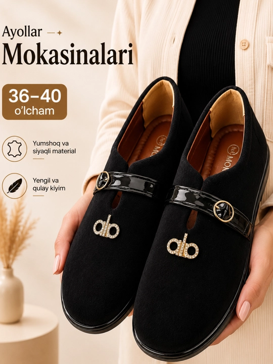 Ayollar mokasinalari, kuzgi makasinlar, ofis va kundalik poyabzal, 36-40 o‘lcham