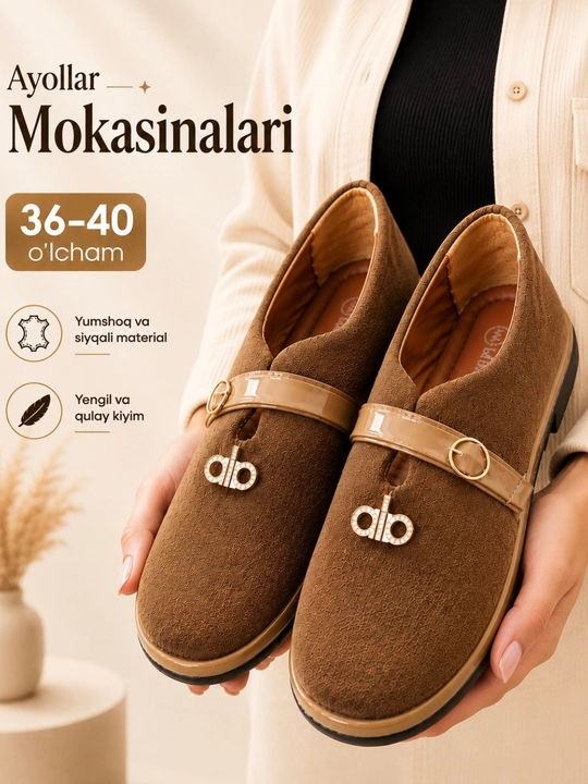 Ayollar mokasinalari, kuzgi makasinlar, ofis va kundalik poyabzal, 36-40 o‘lcham