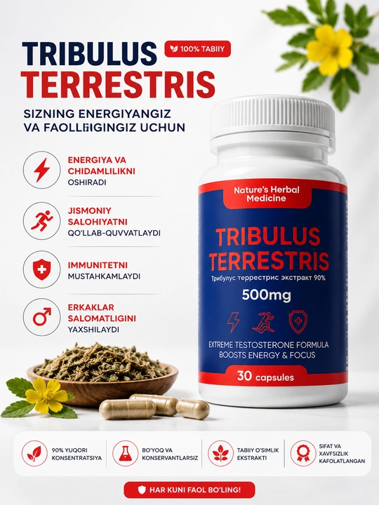 Tribulus Terrestris 500 mg №30 kapsula erkaklar uchun