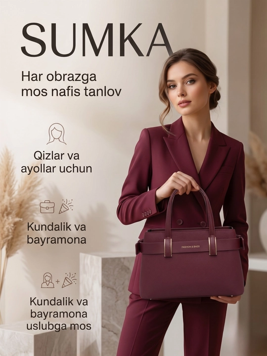 Ofis va kundalik kiyinish uchun nafis dizaynga ega zamonaviy ayollar sumkasi