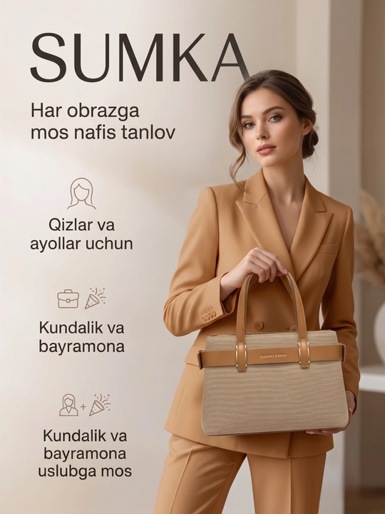 Ofis va kundalik kiyinish uchun nafis dizaynga ega zamonaviy ayollar sumkasi