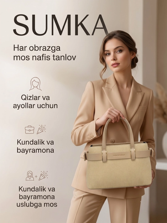 Ofis va kundalik kiyinish uchun nafis dizaynga ega zamonaviy ayollar sumkasi