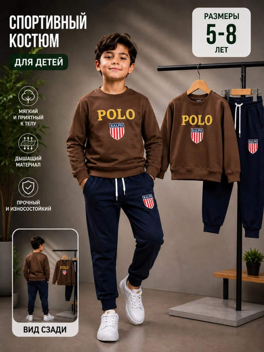 Qalin kuzgi kiyimlar, bolalar kiyimi, sport kostyumi ikkilik, o'g'il bolalar uchun - 