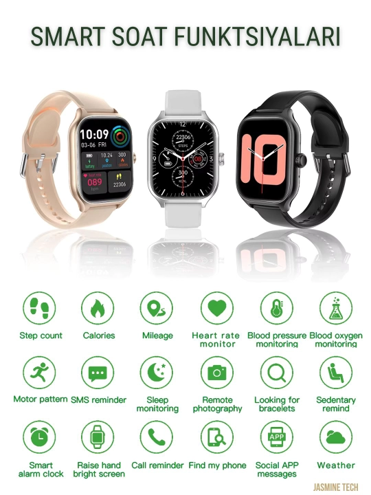 Aqlli soat C20PRO: salomatlik nazorati, o'yinlar, habarlar, Smart soat C20PRO