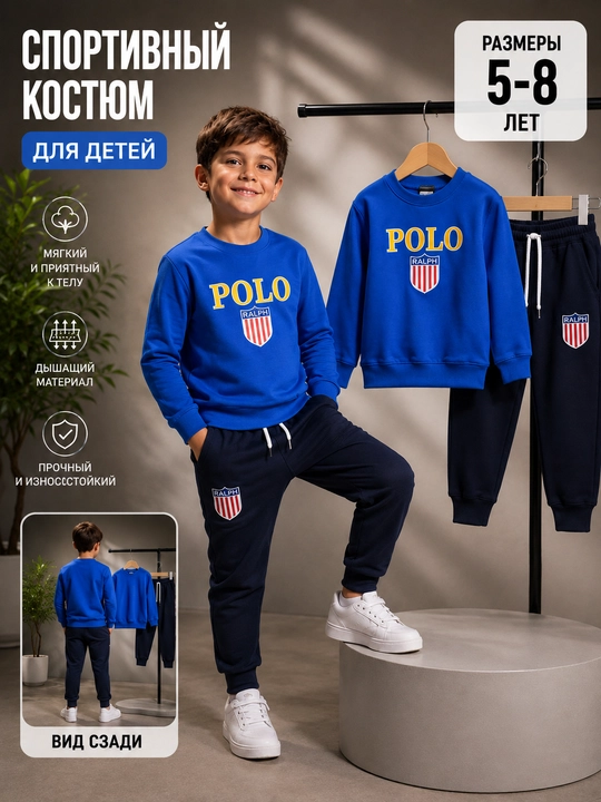 Qalin kuzgi kiyimlar, bolalar kiyimi, sport kostyumi ikkilik, o'g'il bolalar uchun - 
