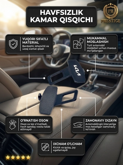 Xavfsizlik kamari uchun zaglushka va uzaytirgich, universal metall klipsa, 2 dona