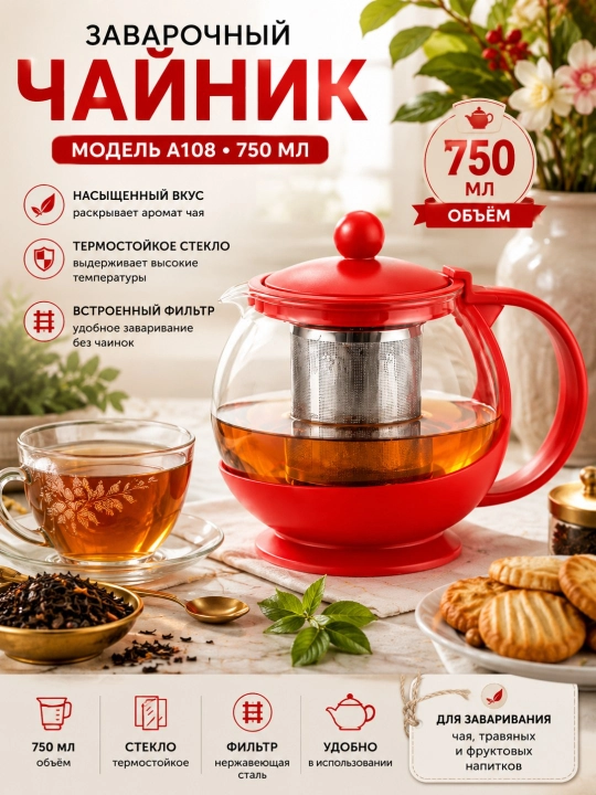 Shisha damlama choynak metall filtrli issiqqa chidamli choy damlagich - 