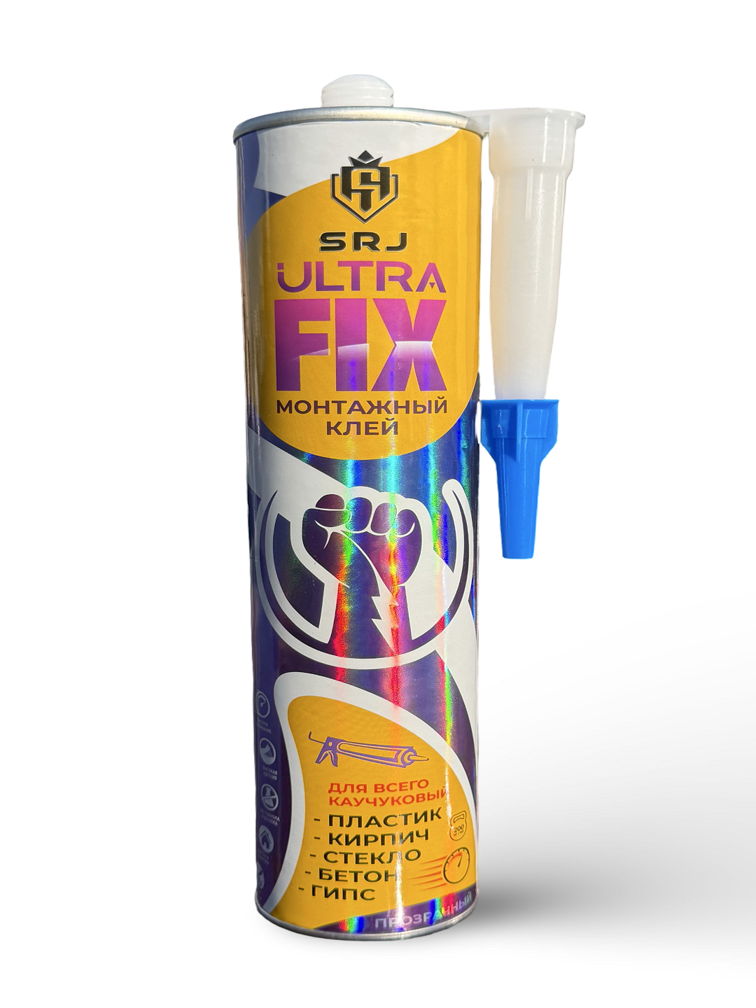 SRJ ULTRA FIX montaj yelimi — shaffof, kauchukli, universal yelim, 330 ml, 315 gramm
