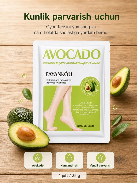 FAYANKOU avokadoli namlantiruvchi oyoq niqobi, 35 g, 1 juft
