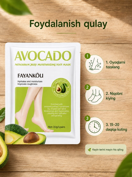 FAYANKOU avokadoli namlantiruvchi oyoq niqobi, 35 g, 1 juft