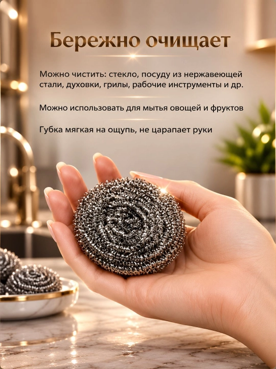 Металлическая губка для посуды, 6 штук