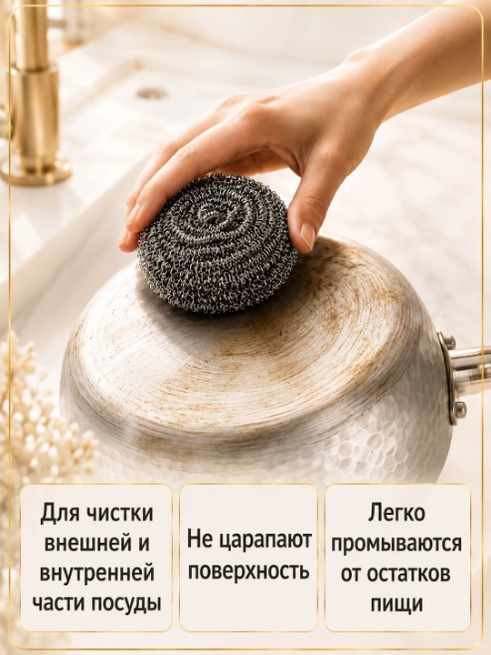Металлическая губка для посуды, 6 штук